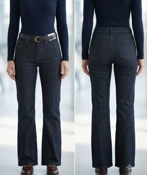 DKNY Jeans Women's Bootcut Denim Pants Dark Wash Black Sz 8L